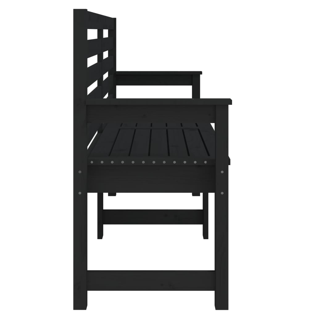 Solid Pine Wood Garden Bench - Black, 159.5x48x91.5 cm