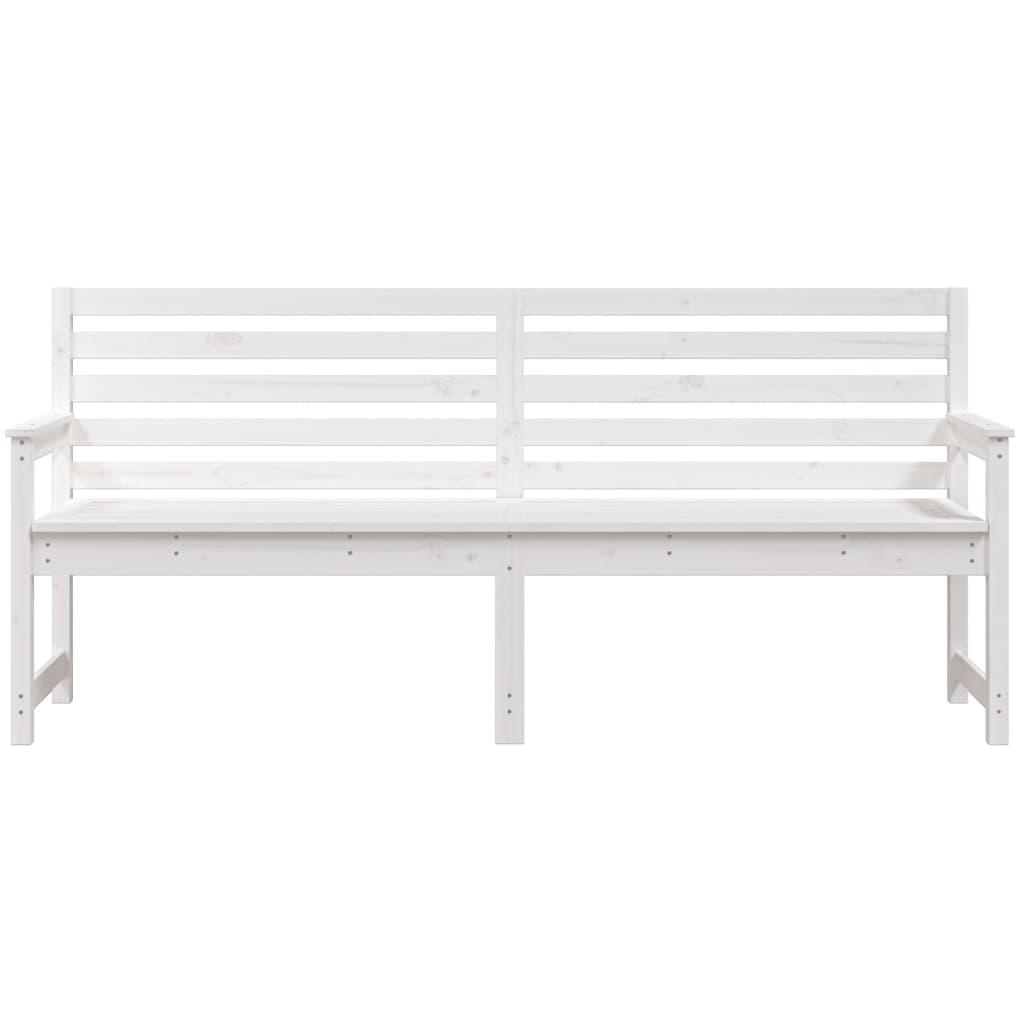 Solid Pine Garden Bench, White, 203.5x48x91.5 cm