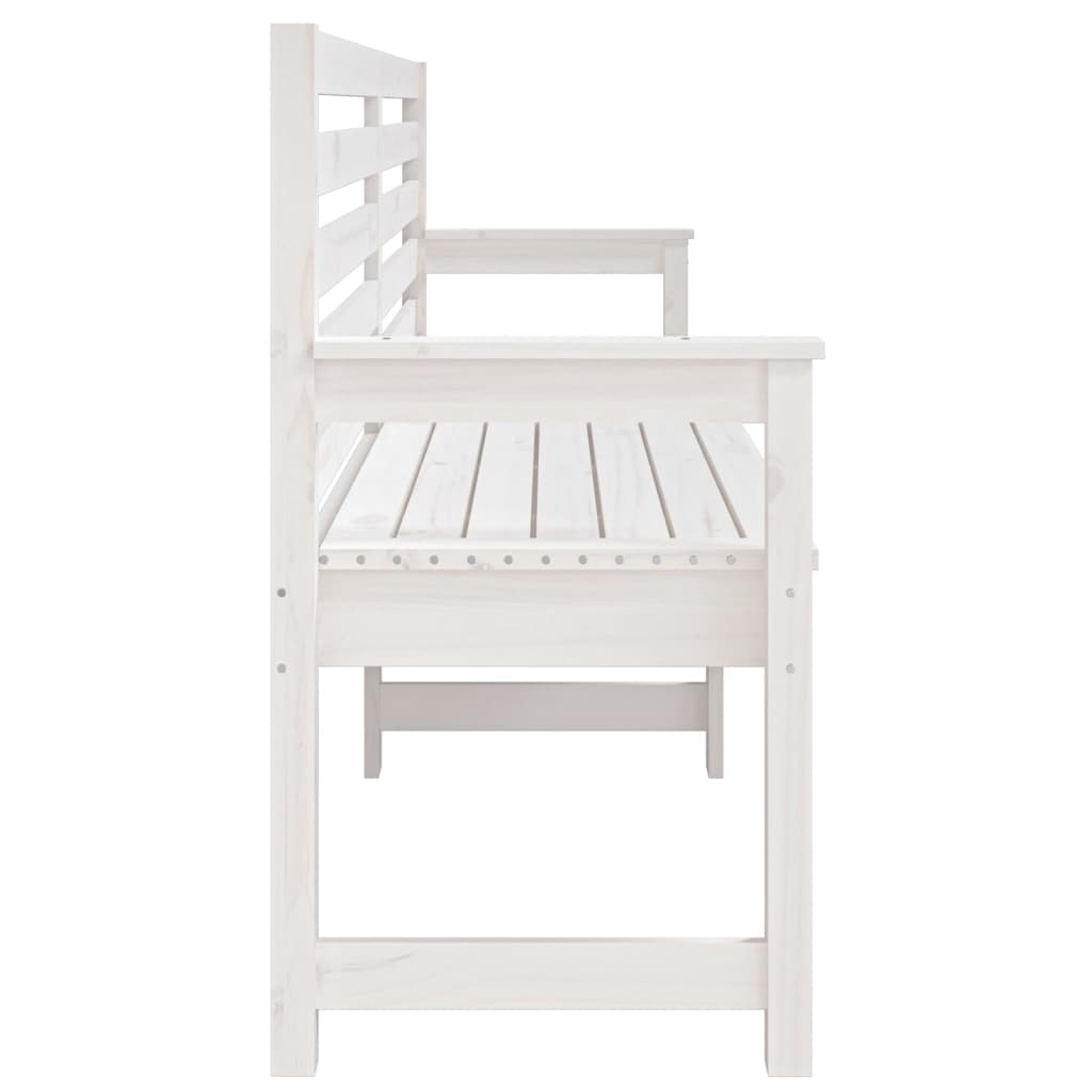 Solid Pine Garden Bench, White, 203.5x48x91.5 cm
