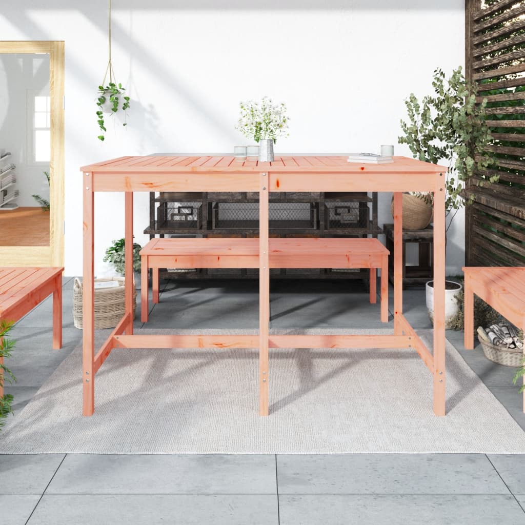Solid Douglas Wood Garden Table - 159.5x82.5x110 cm, Natural Finish