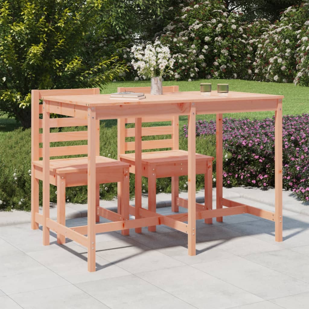 Solid Douglas Wood Garden Table - 159.5x82.5x110 cm, Natural Finish