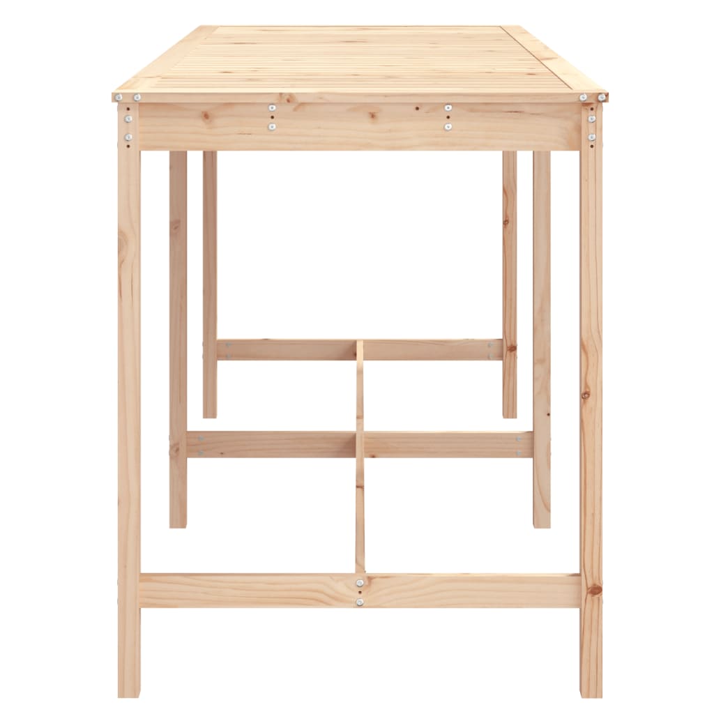 Solid Pine Wood Garden Table - 203.5x90x110 cm, Natural Finish