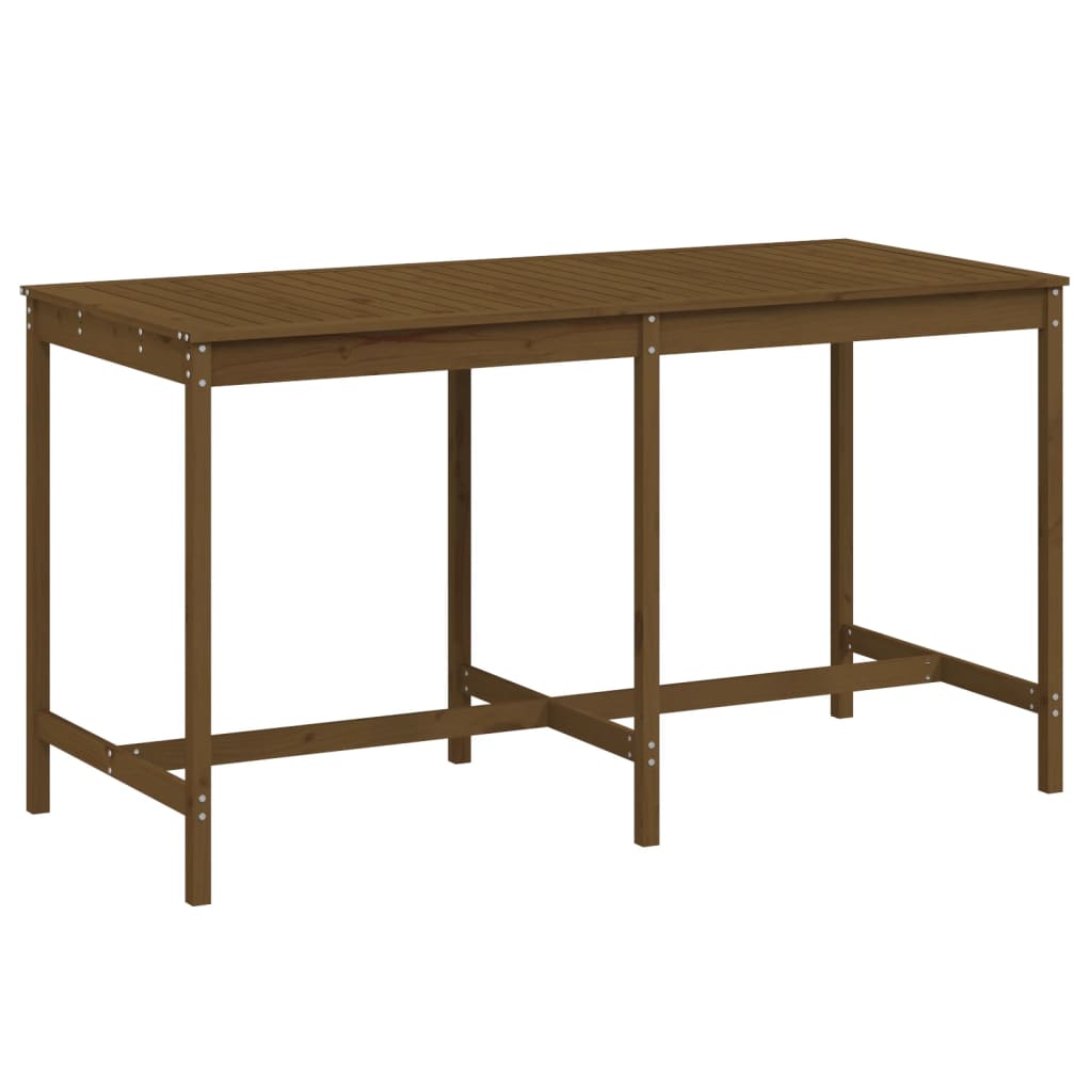 Solid Pine Wood Garden Table - Honey Brown, 203.5x90x110 cm