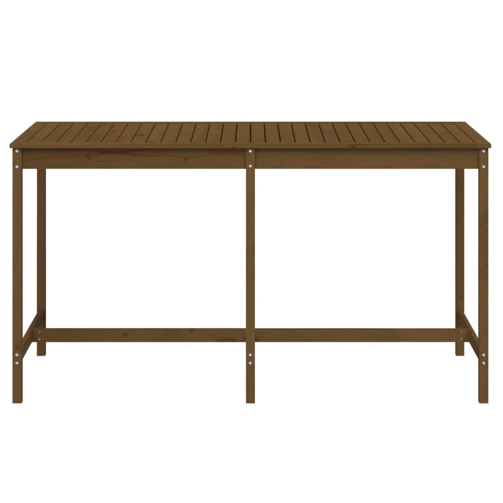Solid Pine Wood Garden Table - Honey Brown, 203.5x90x110 cm