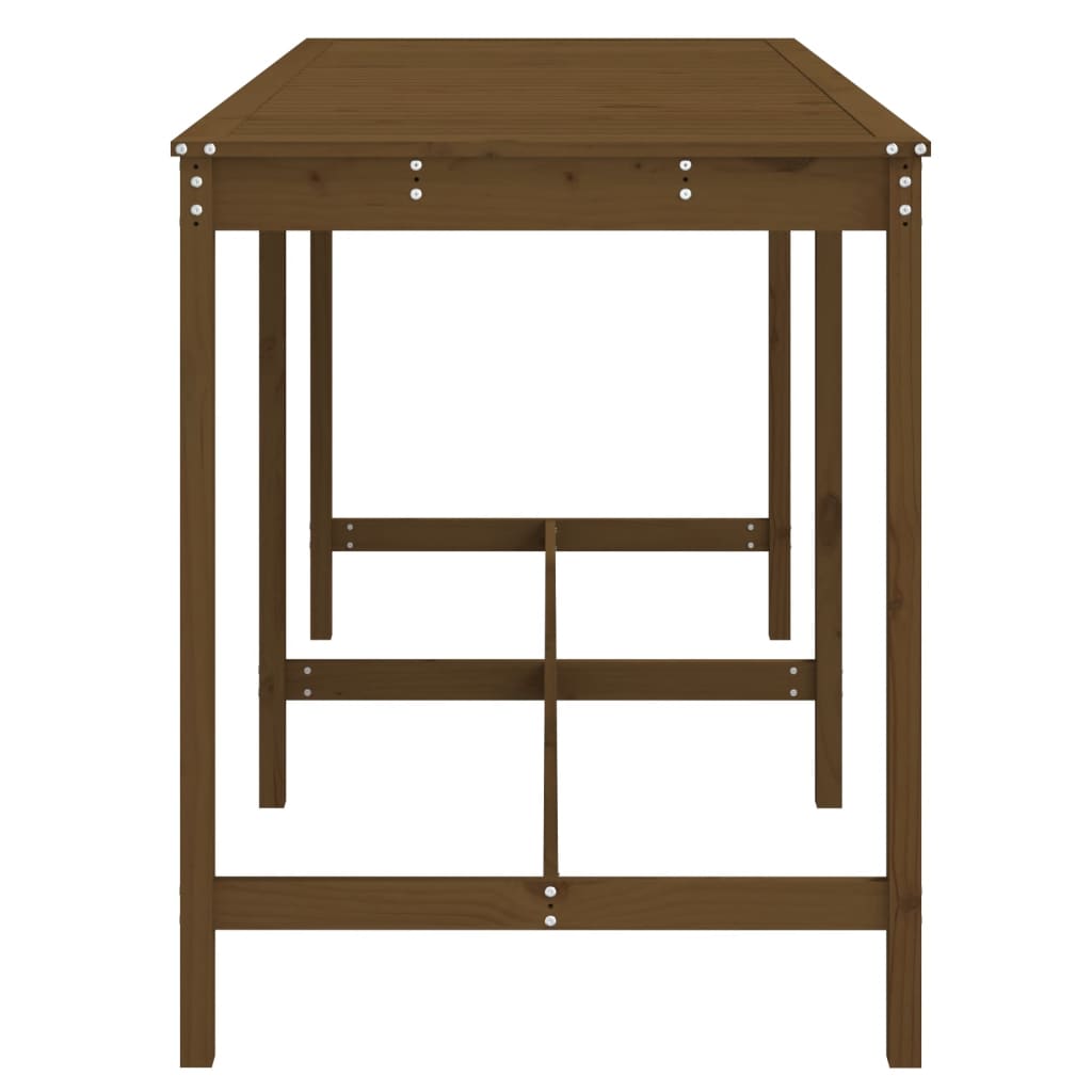 Solid Pine Wood Garden Table - Honey Brown, 203.5x90x110 cm