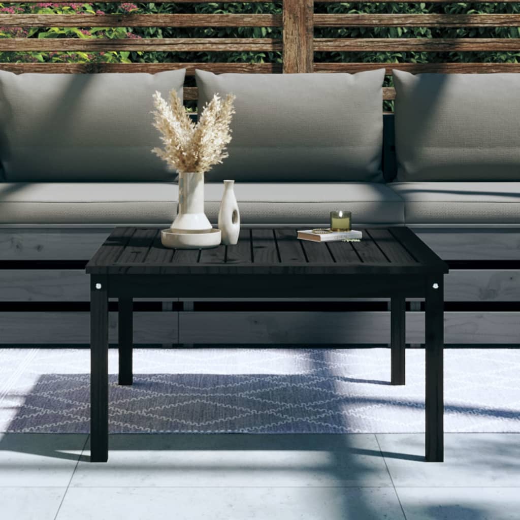 Solid Pine Wood Garden Table - Black, 82.5 cm Square