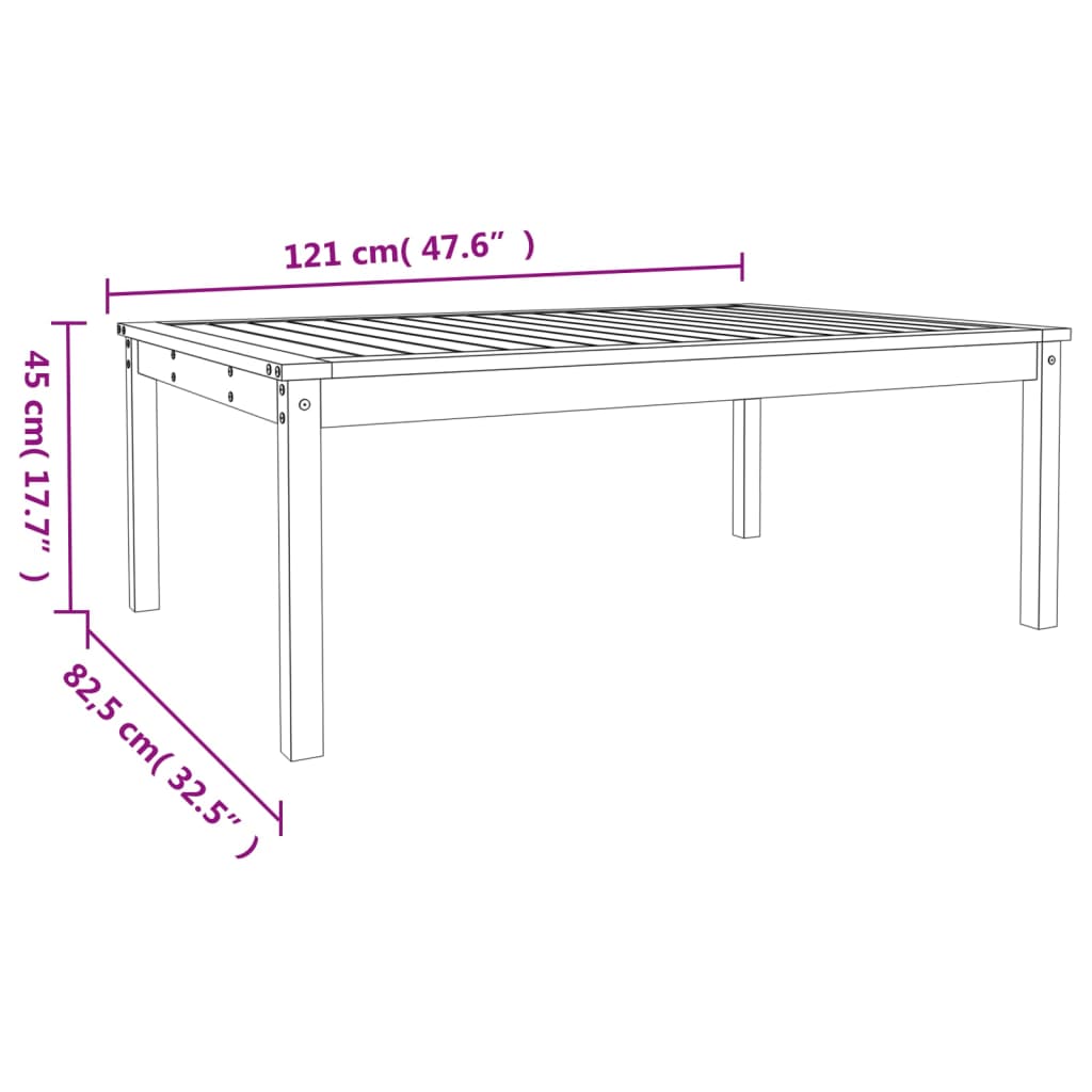 Solid Douglas Wood Garden Table - 121x82.5x45 cm - Natural Finish
