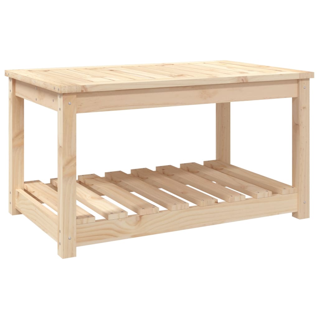 Solid Pine Wood Garden Table - Natural Finish, 82.5x50.5x45 cm
