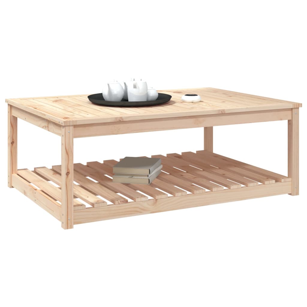 Solid Pine Wood Garden Table - 121x82.5x45 cm - Natural Finish