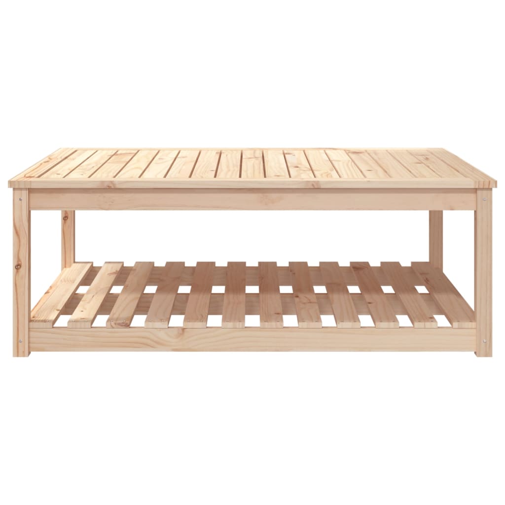 Solid Pine Wood Garden Table - 121x82.5x45 cm - Natural Finish