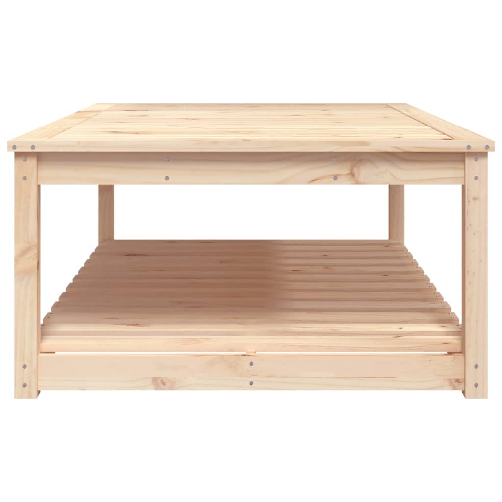 Solid Pine Wood Garden Table - 121x82.5x45 cm - Natural Finish