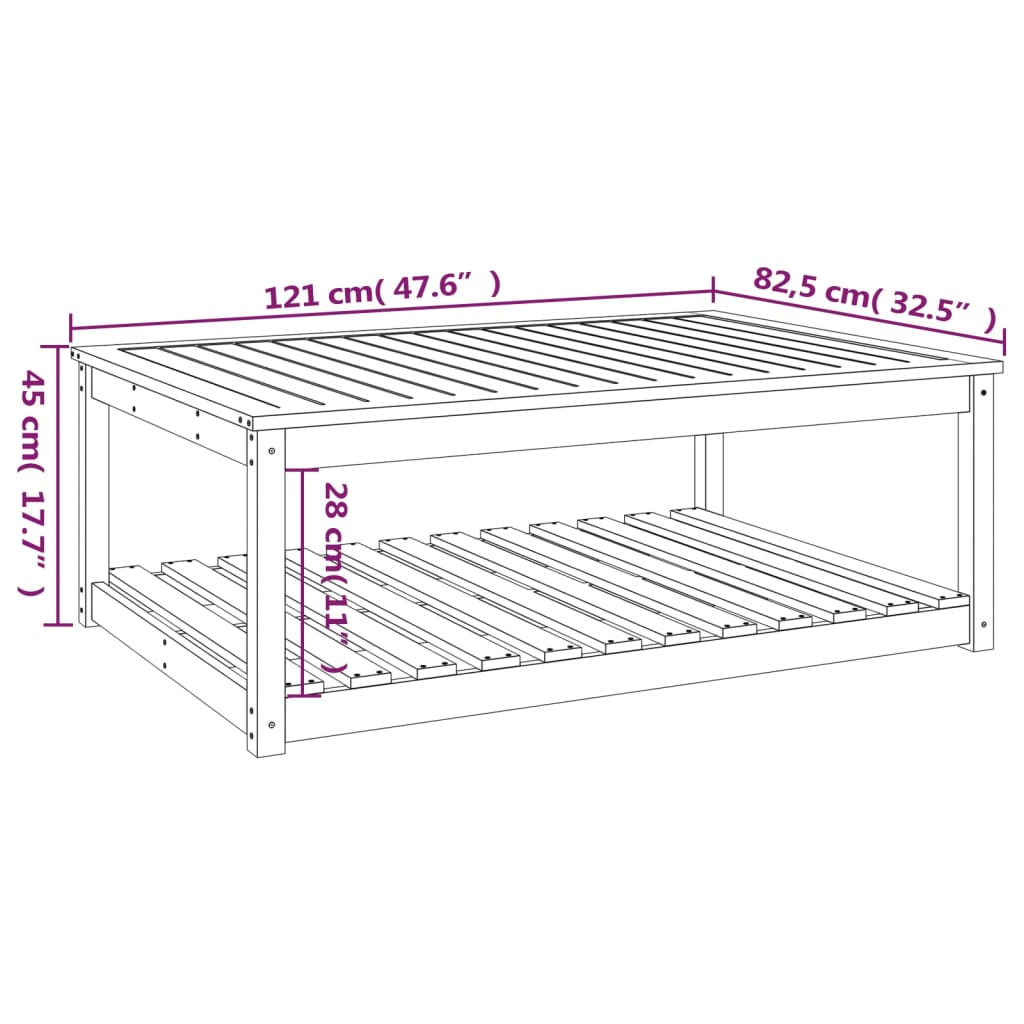 Solid Douglas Wood Garden Table - Natural Finish 121x82.5x45 cm