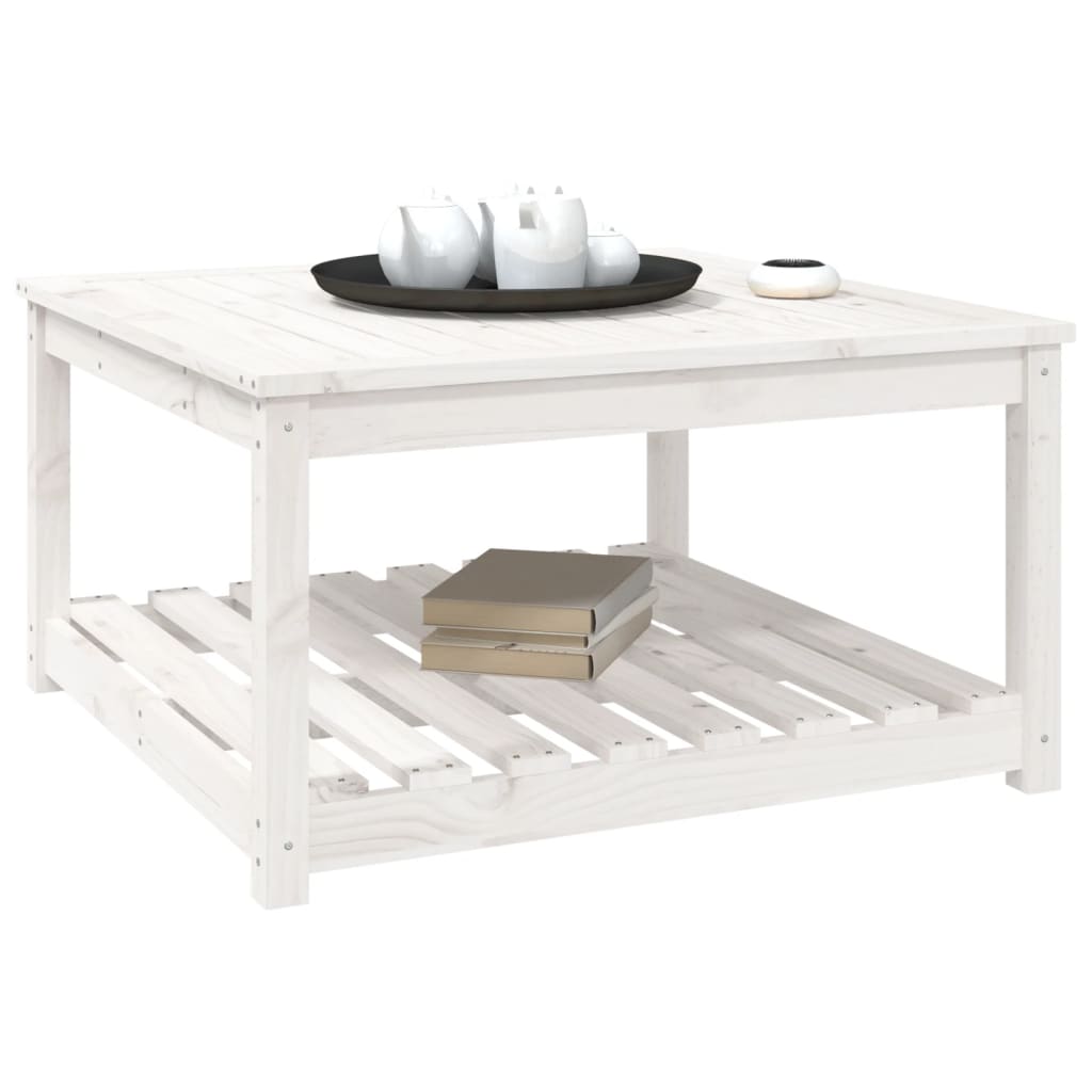 Solid Pine Wood Garden Table - White, 82.5cm Square