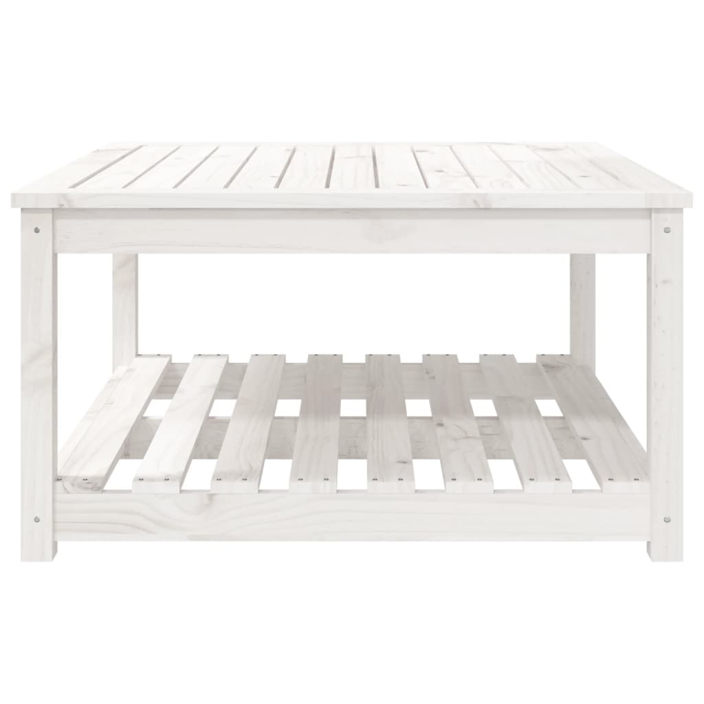 Solid Pine Wood Garden Table - White, 82.5cm Square
