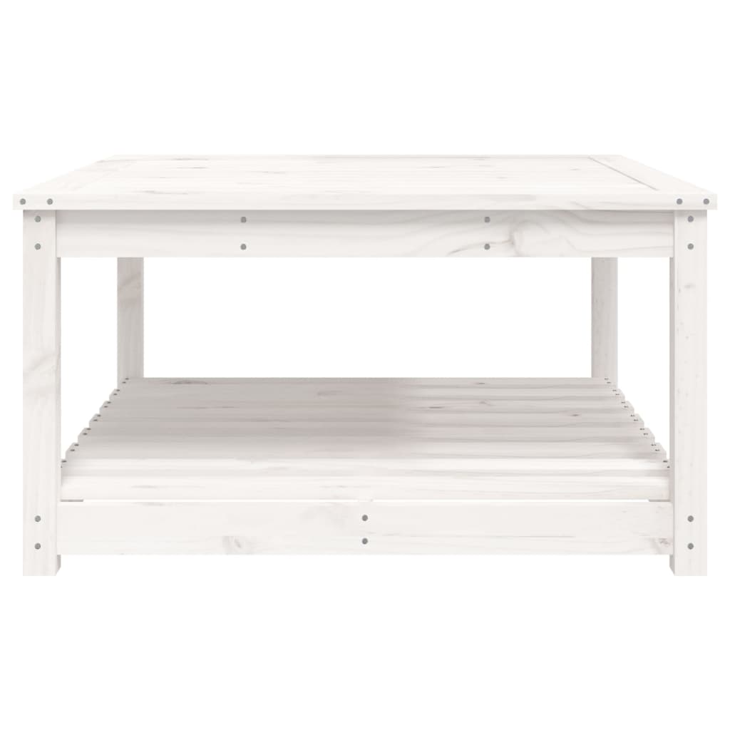 Solid Pine Wood Garden Table - White, 82.5cm Square