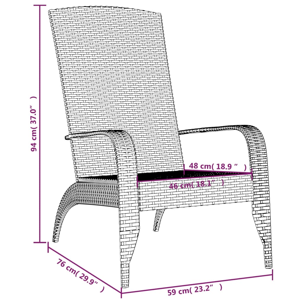 Grey Poly Rattan Garden Adirondack Chair - Stylish & Durable Seating