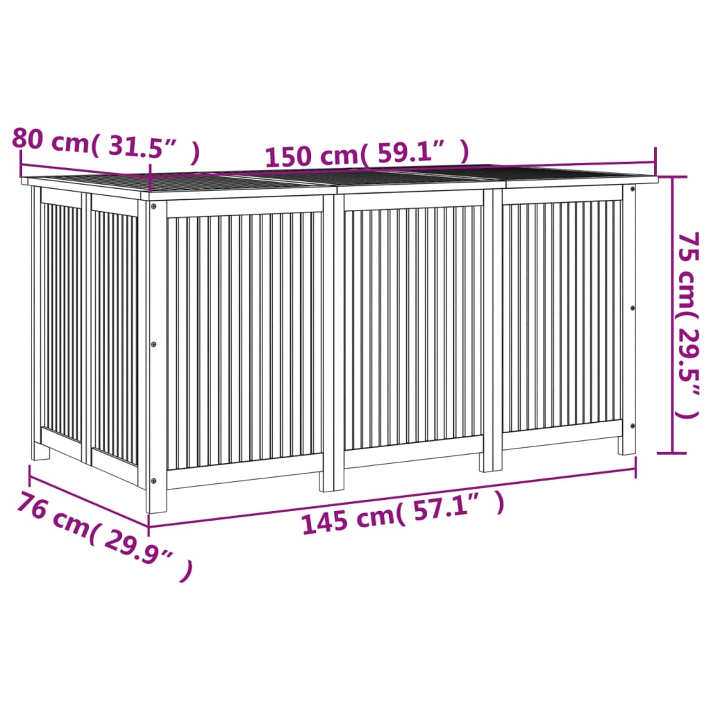 Solid Acacia Wood Garden Storage Box 150x80x75 cm