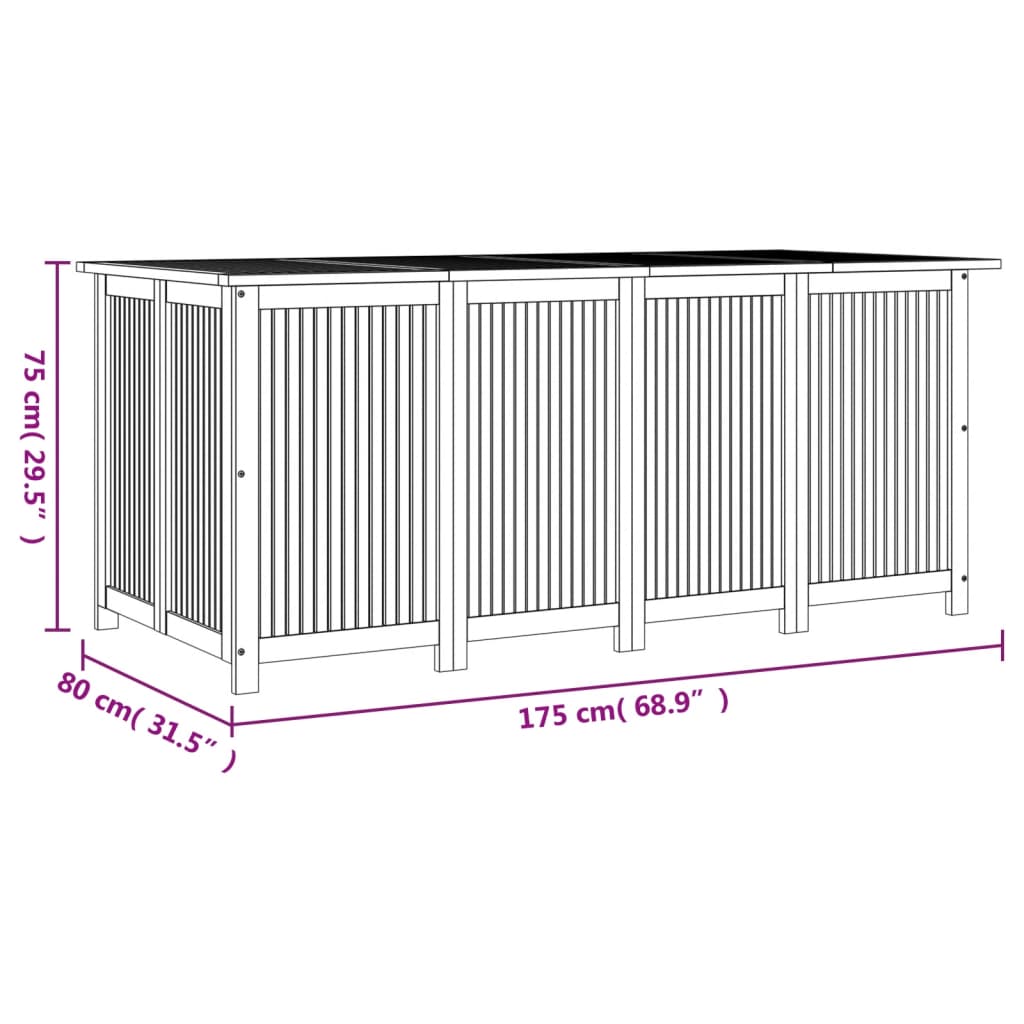 Solid Acacia Garden Storage Box 175x80x75 cm - Durable & Stylish