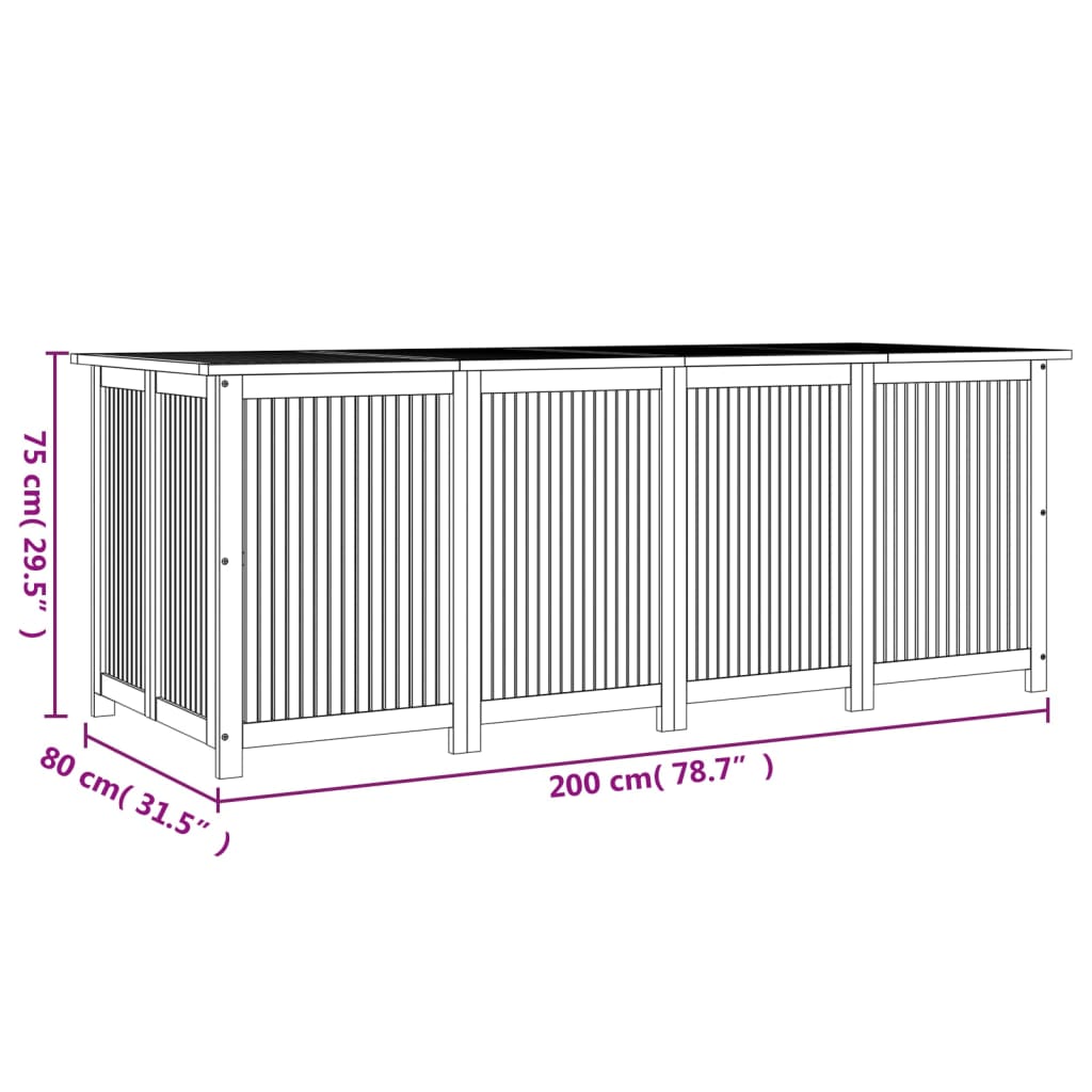 Large Solid Acacia Wood Garden Storage Box - 200x80x75 cm