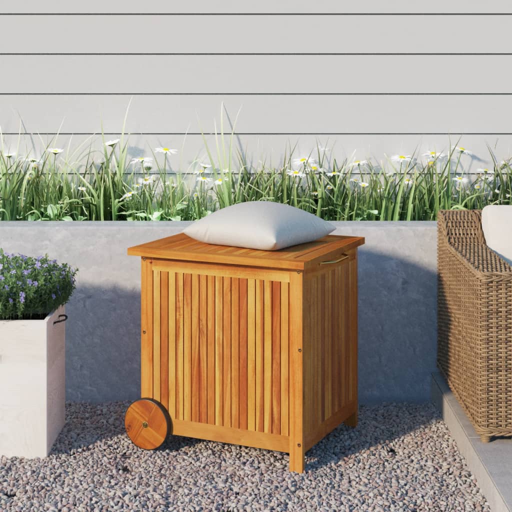 Mobile Garden Storage Box - 60x50x58 cm Solid Acacia Wood