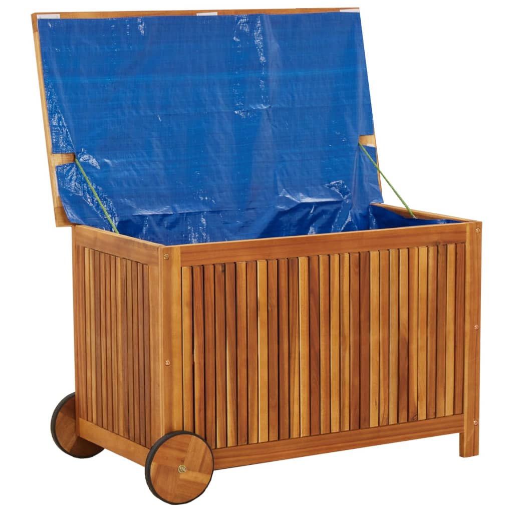 Mobile Garden Storage Box 90x50x58 cm Solid Acacia Wood