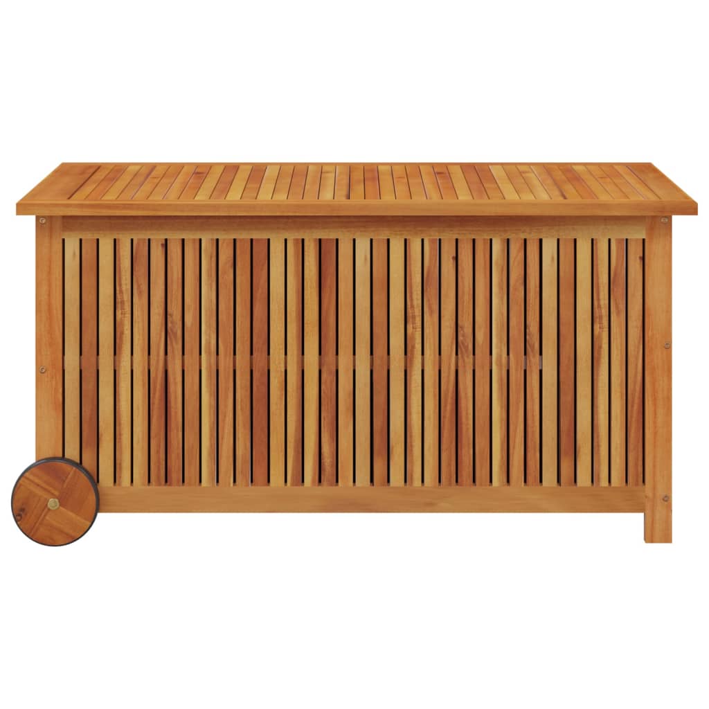 Mobile Solid Acacia Wood Garden Storage Box 113x50x58 cm
