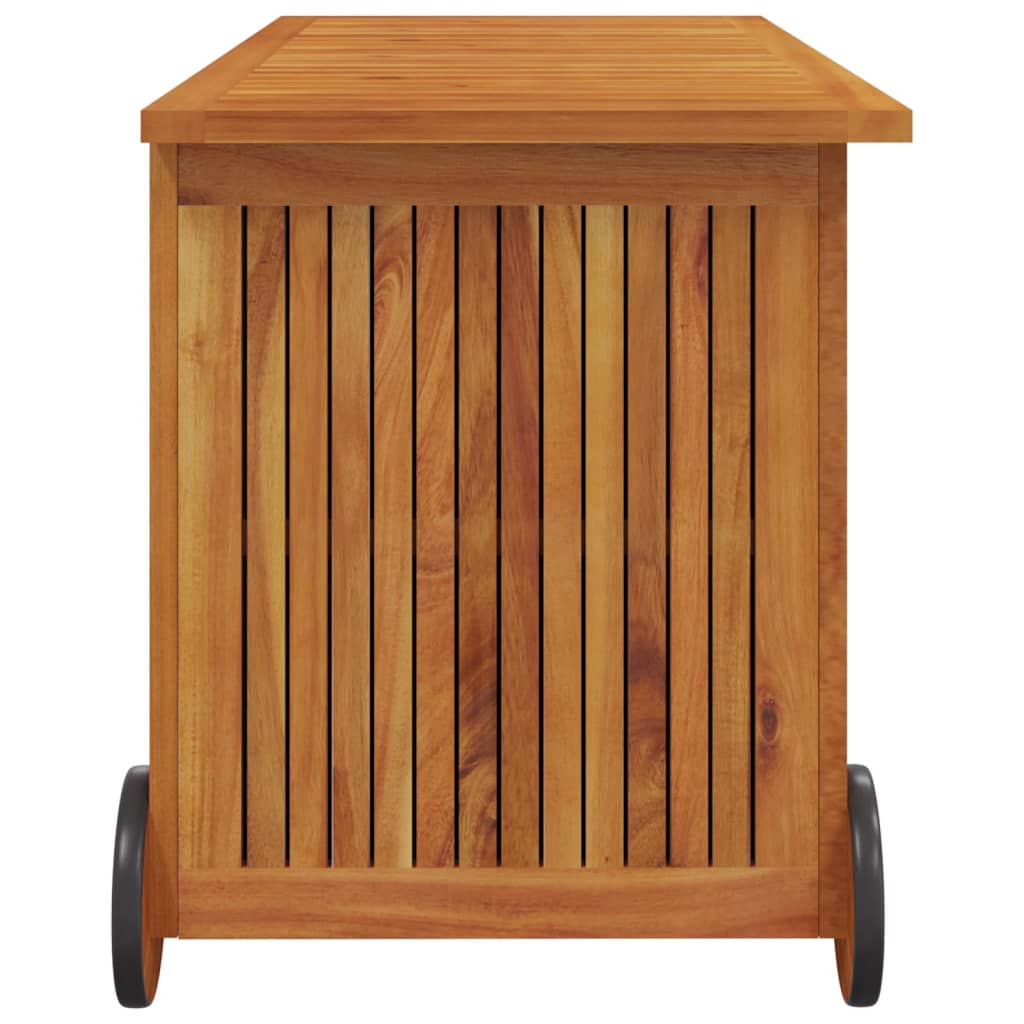 Mobile Solid Acacia Wood Garden Storage Box 113x50x58 cm