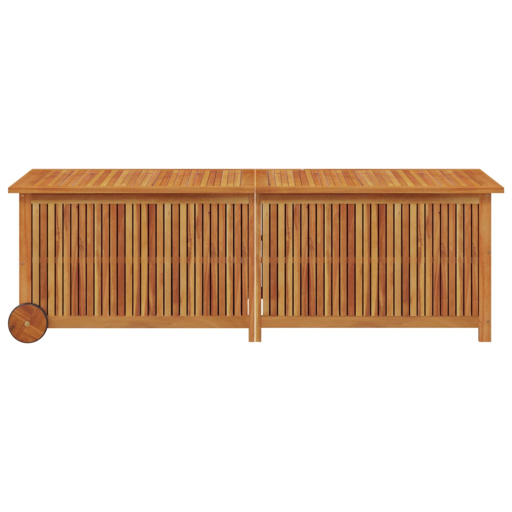 Rolling Garden Storage Box 150x50x58 cm - Solid Acacia Wood