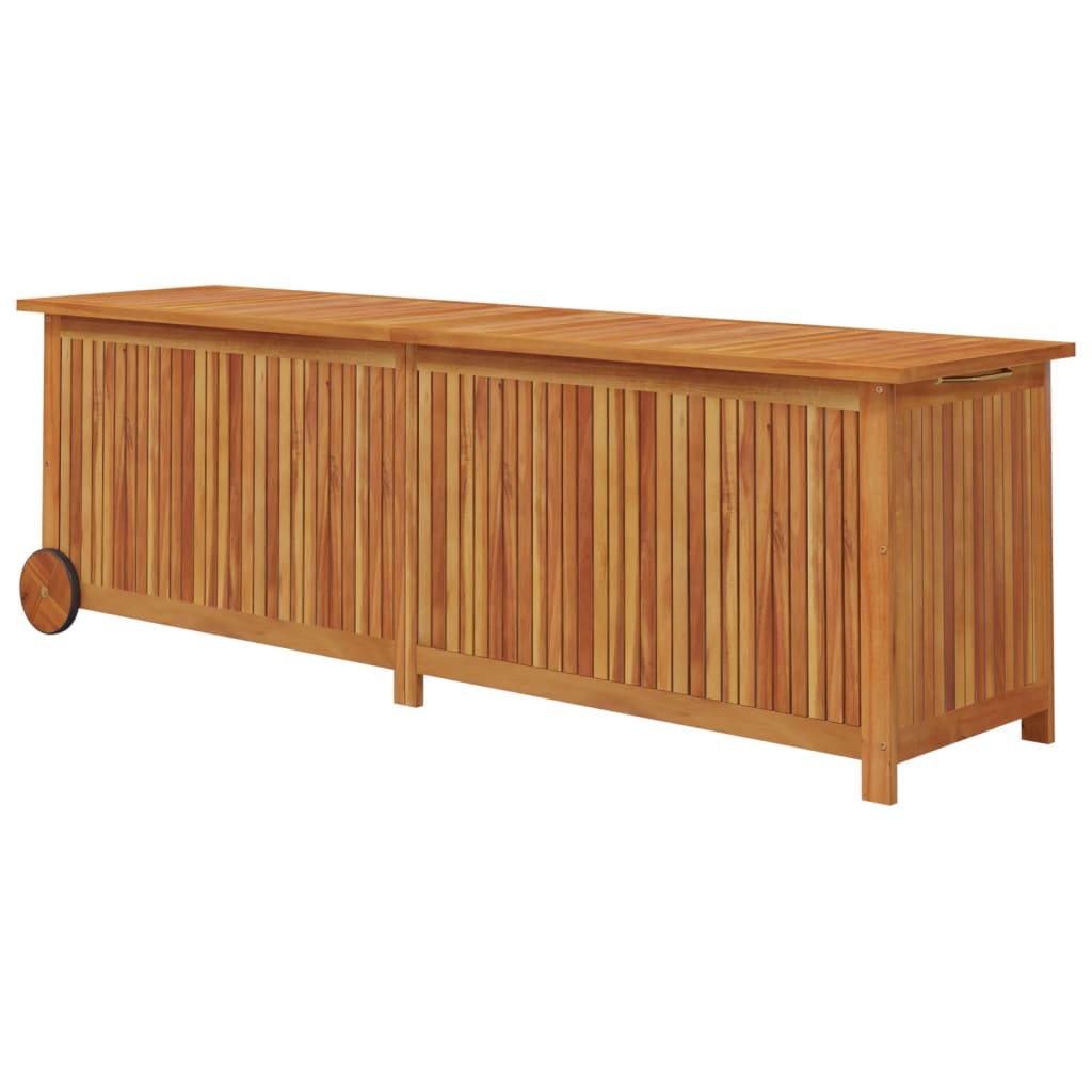 Rolling Garden Storage Box 150x50x58 cm - Solid Acacia Wood