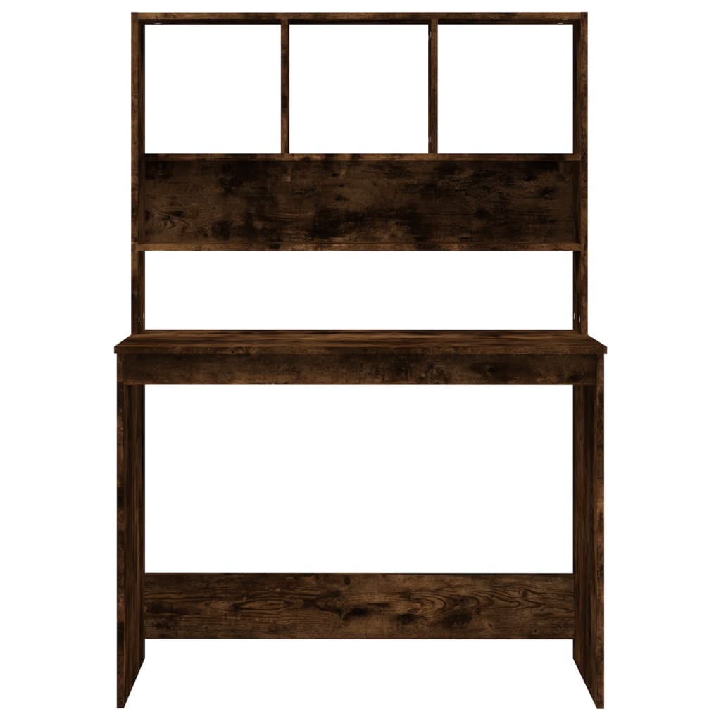 Smoked Oak Desk with Shelves - 102x45x148 cm, Engineered Wood