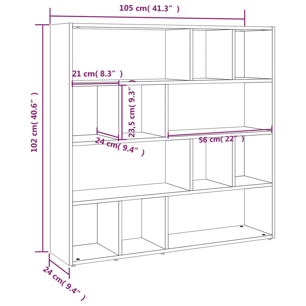 Book Cabinet/Room Divider Smoked Oak 105x24x102 cm