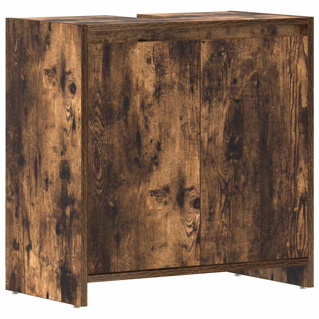 Smoked Oak Bathroom Cabinet 60x33x61cm - Engineered Wood
