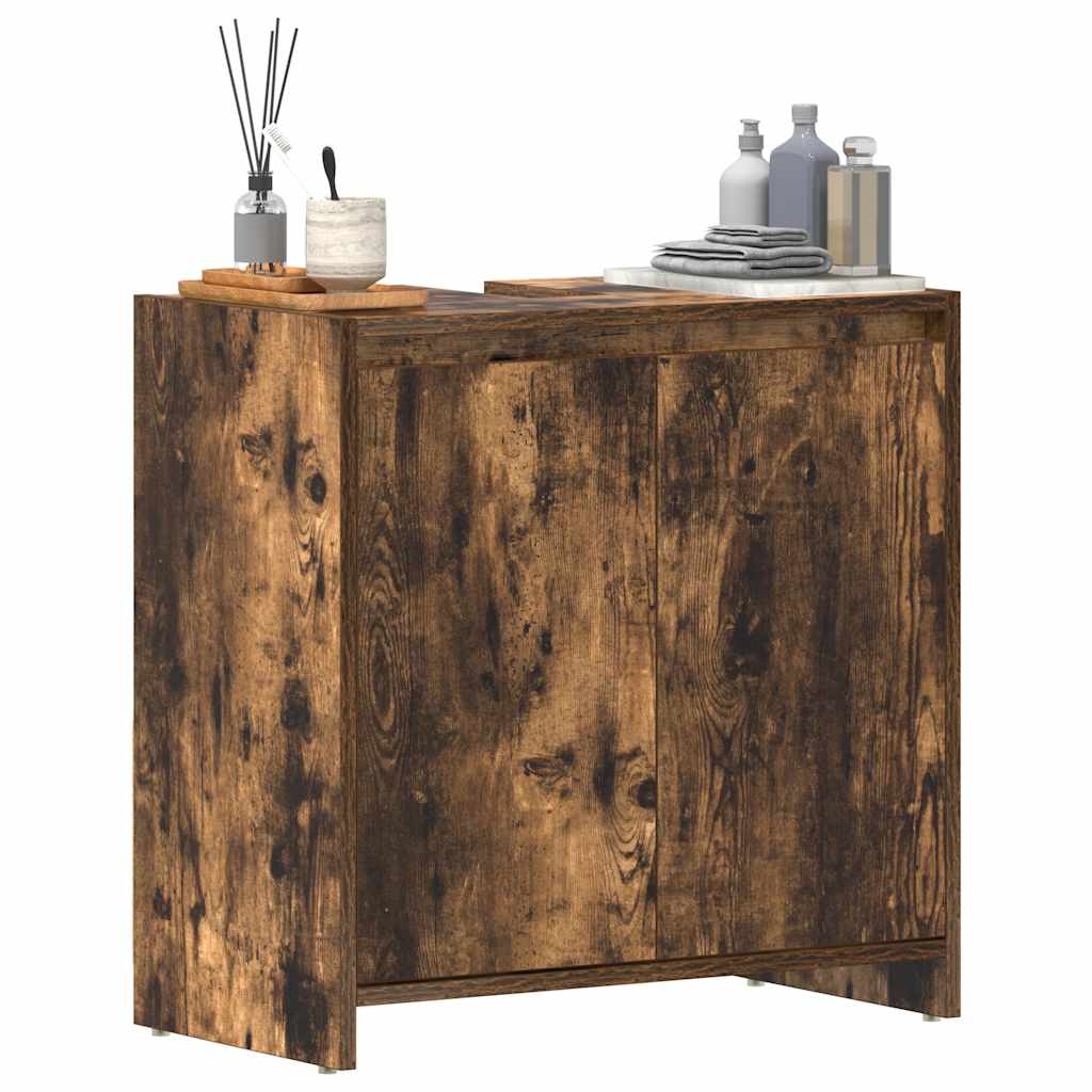 Smoked Oak Bathroom Cabinet 60x33x61cm - Engineered Wood