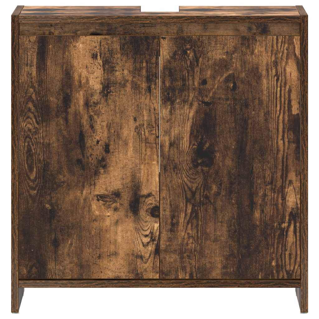 Smoked Oak Bathroom Cabinet 60x33x61cm - Engineered Wood