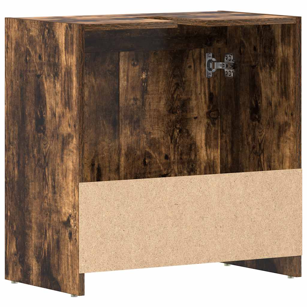 Smoked Oak Bathroom Cabinet 60x33x61cm - Engineered Wood