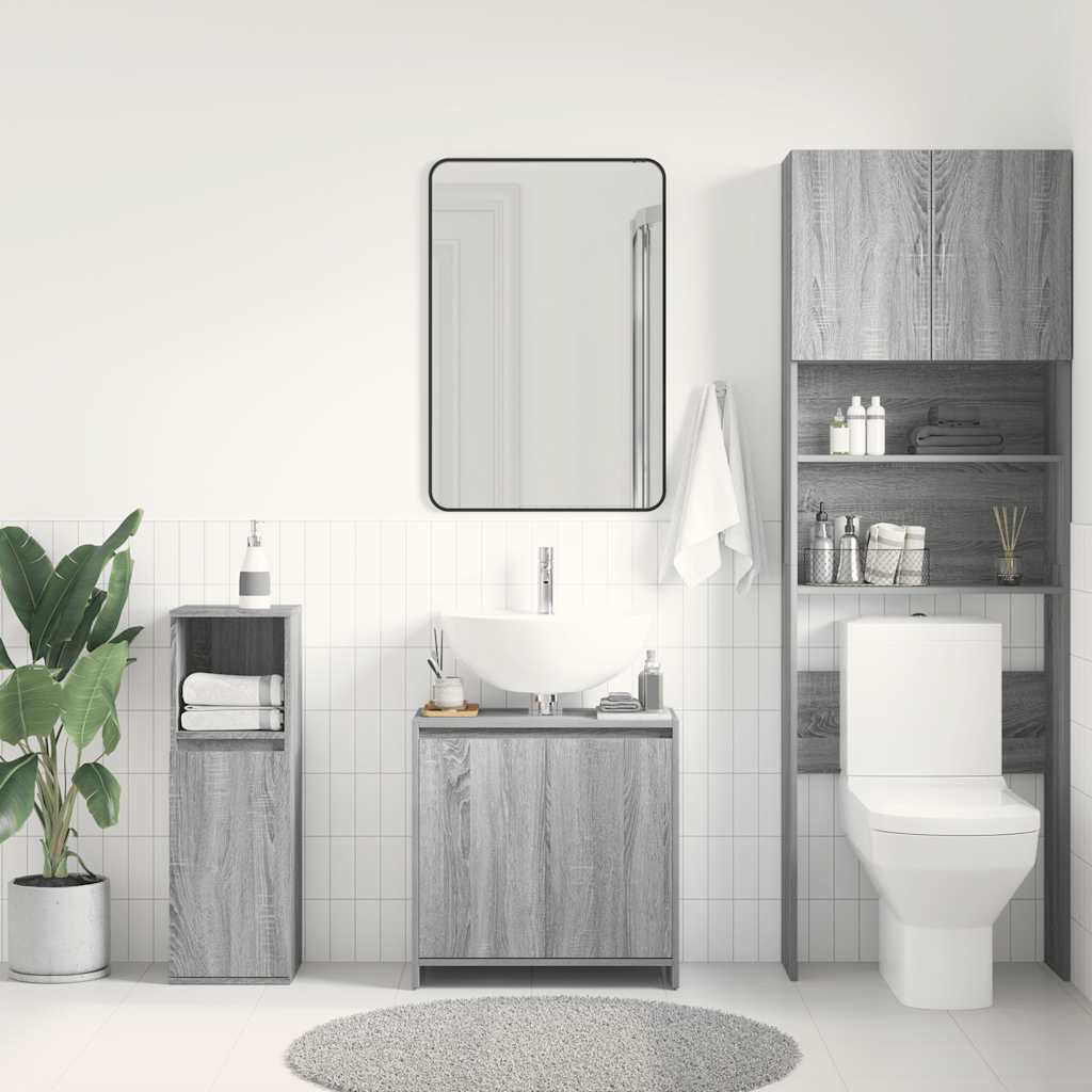 Sonoma Grey Bathroom Cabinet 60x33x61 cm - Engineered Wood