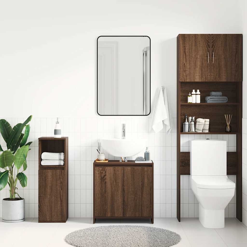 Brown Oak Bathroom Cabinet - Engineered Wood, 60x33x61cm
