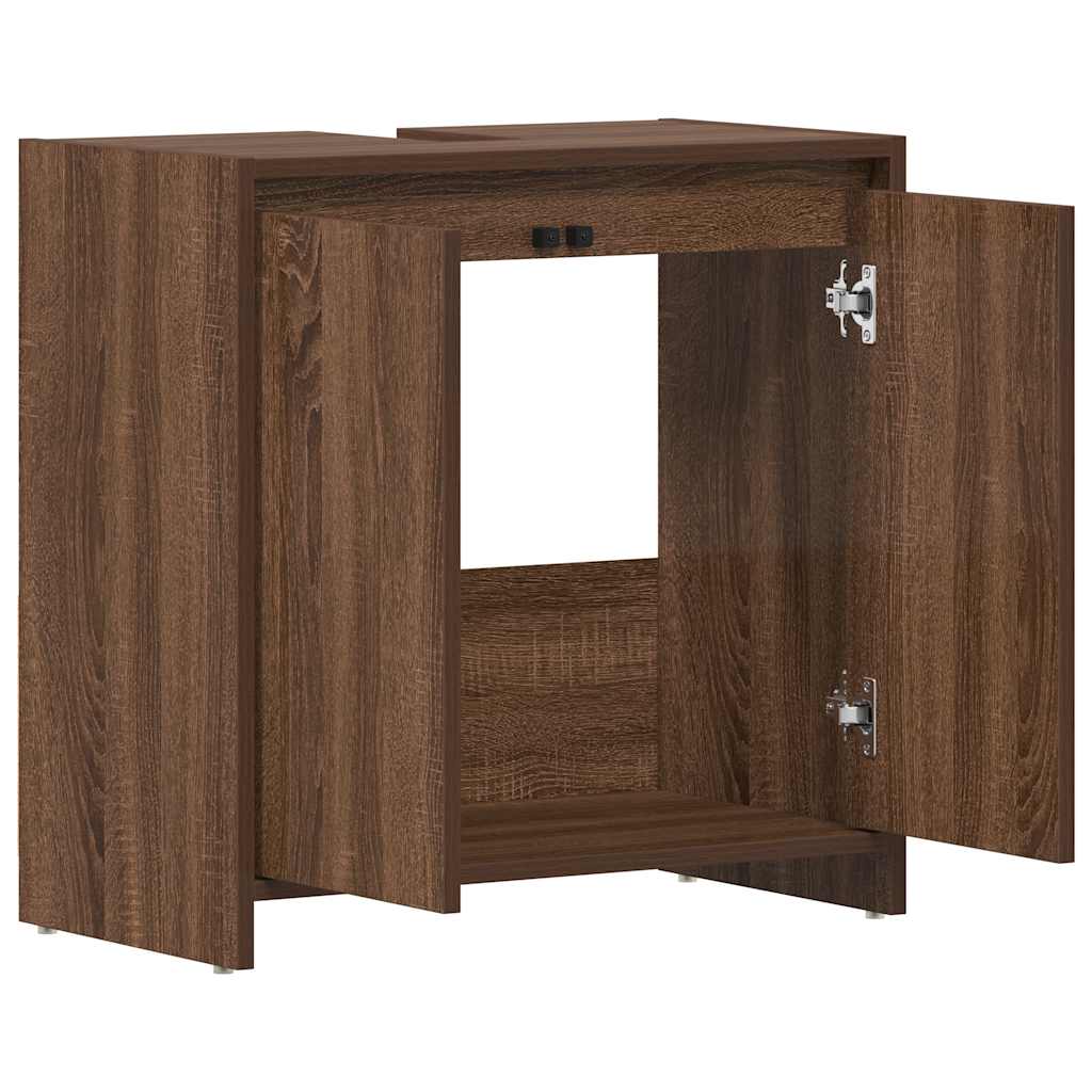 Brown Oak Bathroom Cabinet - Engineered Wood, 60x33x61cm