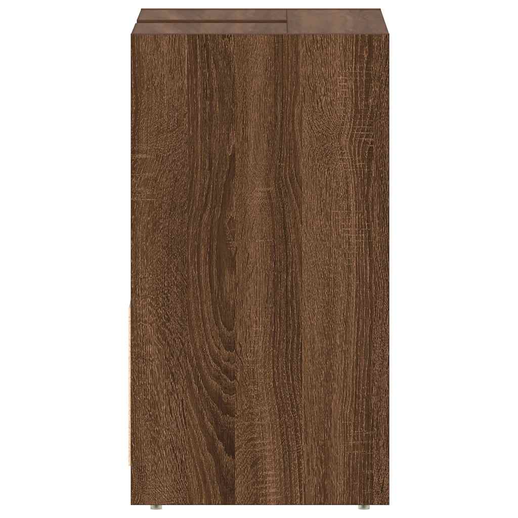 Brown Oak Bathroom Cabinet - Engineered Wood, 60x33x61cm