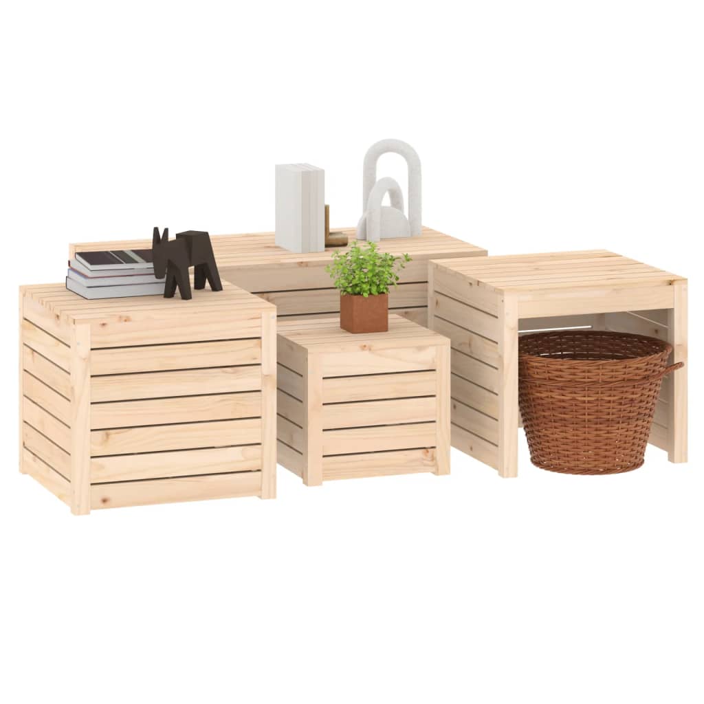 Solid Pine 4-Piece Garden Box Set - Durable Wooden Planters