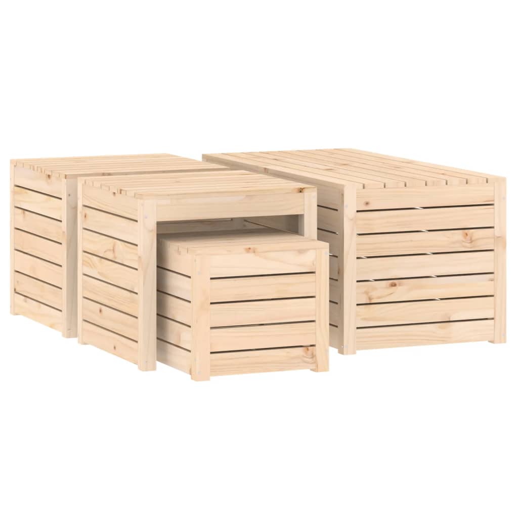 Solid Pine 4-Piece Garden Box Set - Durable Wooden Planters