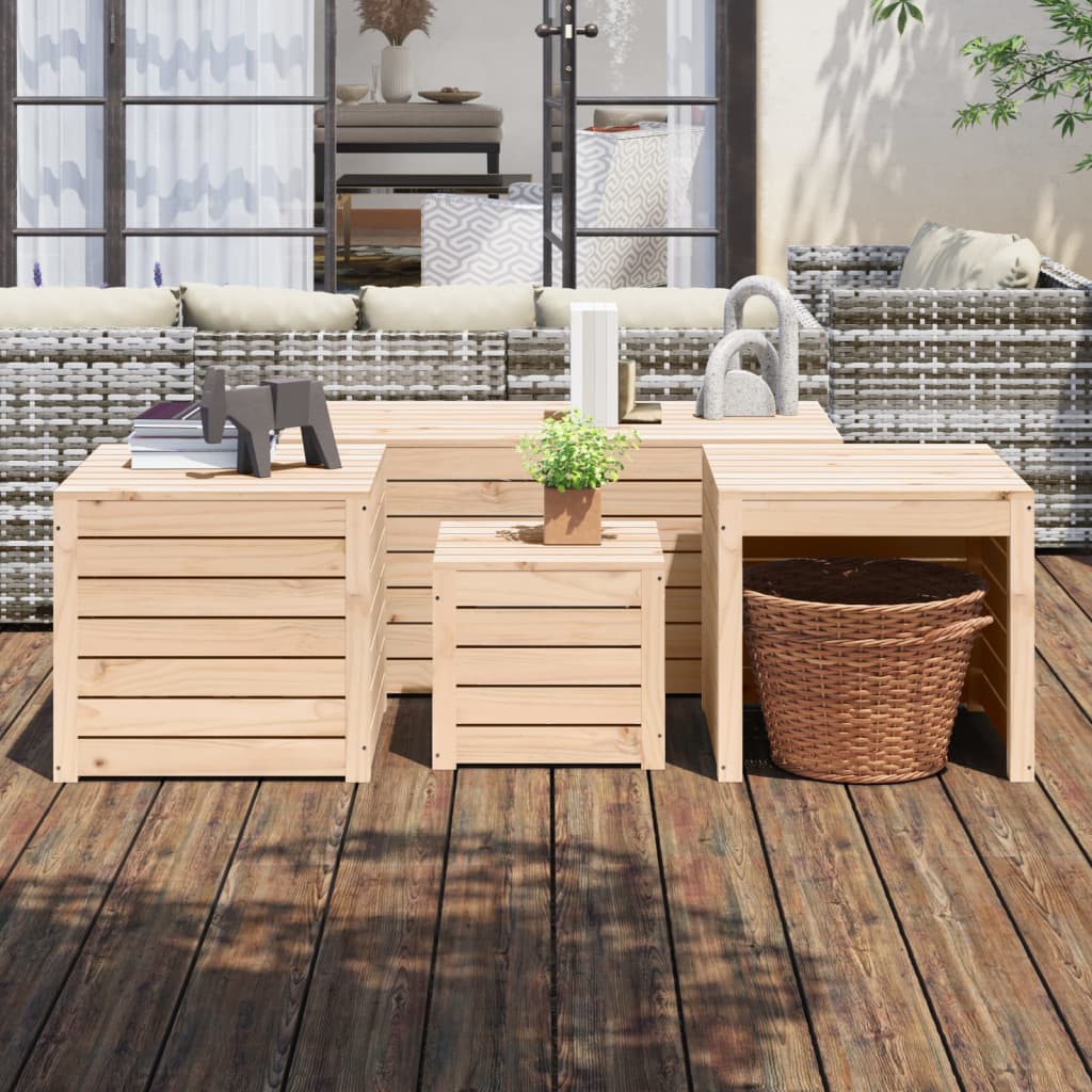 Solid Pine 4-Piece Garden Box Set - Durable Wooden Planters