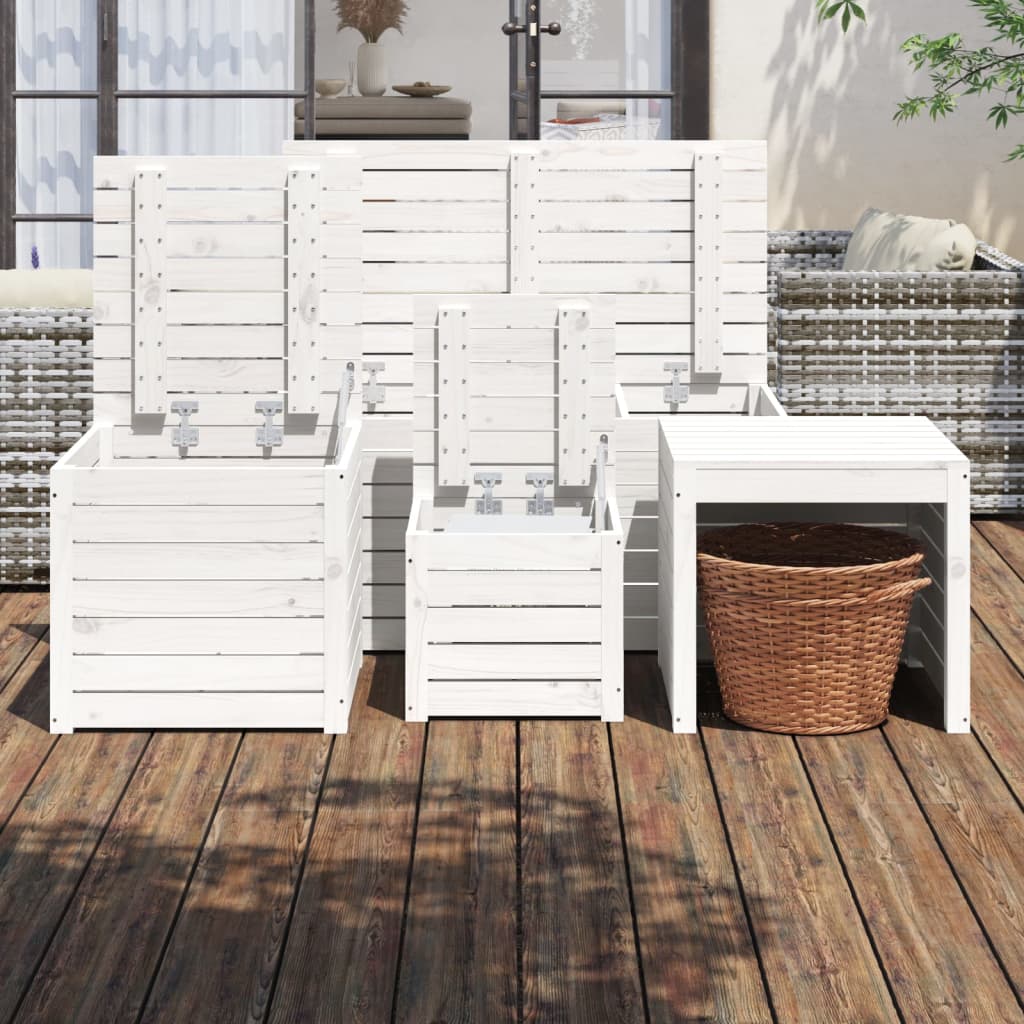 4-Piece White Pine Garden Box Set: Solid Wood Planters