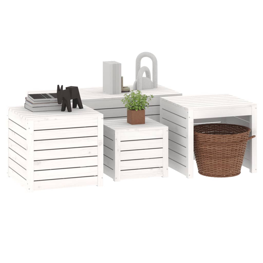 4-Piece White Pine Garden Box Set: Solid Wood Planters