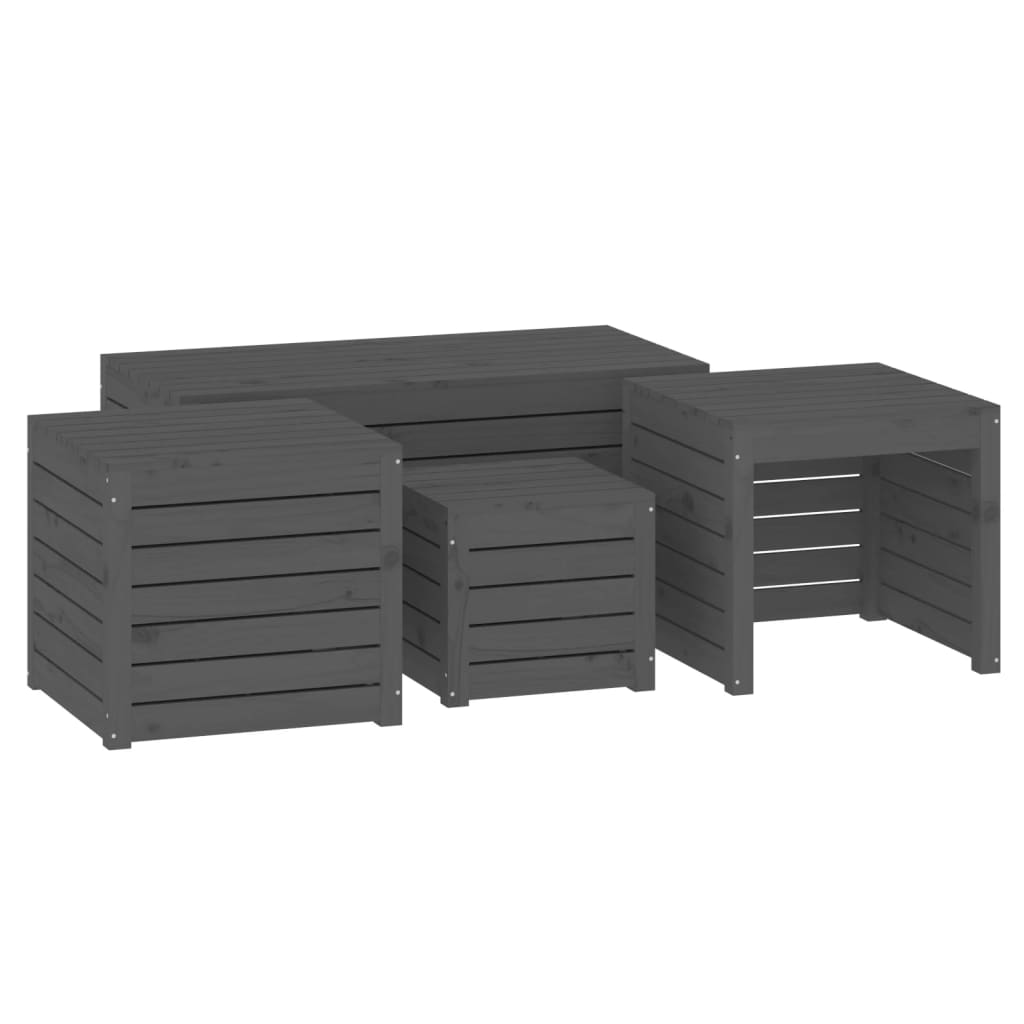 4 Piece Solid Wood Pine Garden Box Set in Elegant Grey