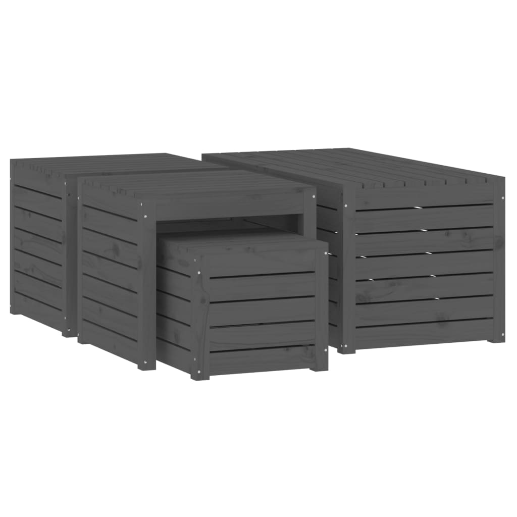 4 Piece Solid Wood Pine Garden Box Set in Elegant Grey