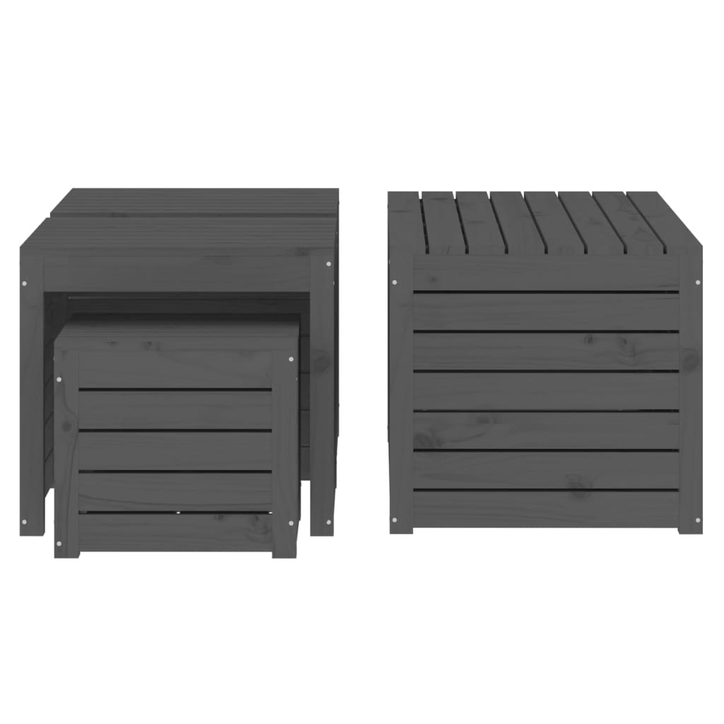 4 Piece Solid Wood Pine Garden Box Set in Elegant Grey