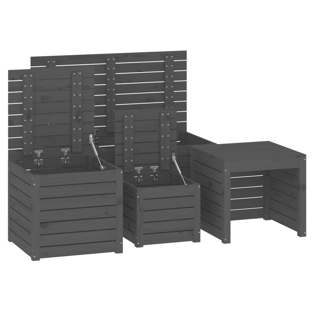 4 Piece Solid Wood Pine Garden Box Set in Elegant Grey