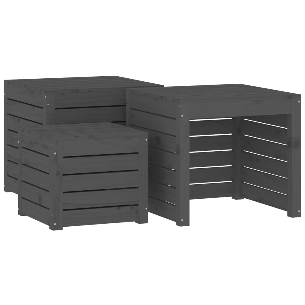4 Piece Solid Wood Pine Garden Box Set in Elegant Grey