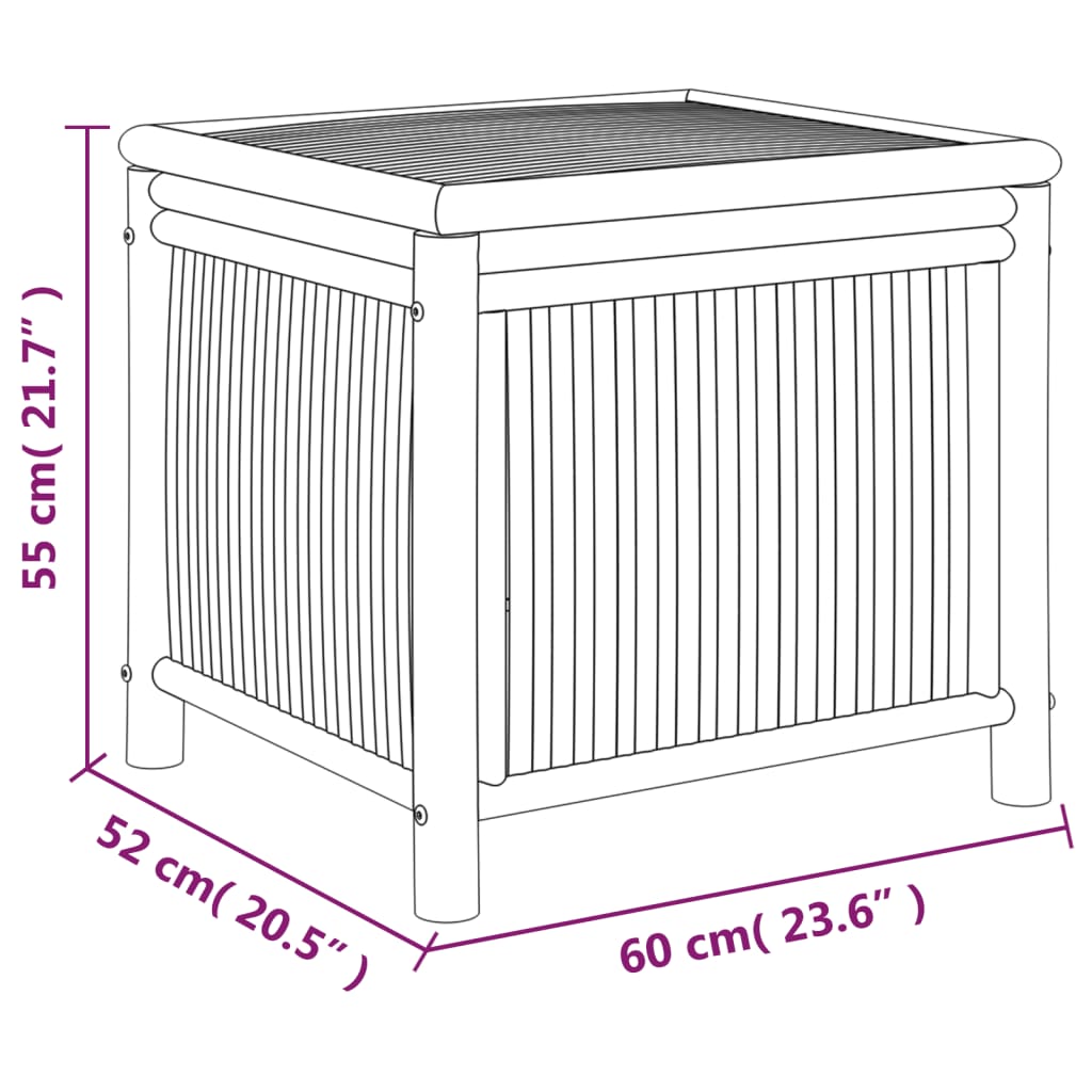Compact Bamboo Garden Storage Box 60x52x55cm – Stylish & Durable